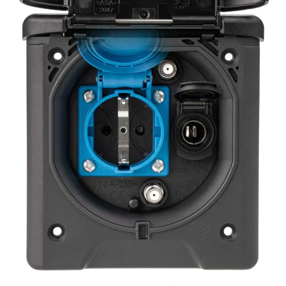 ABL 12V en TV wanduitvoerdoos zwart