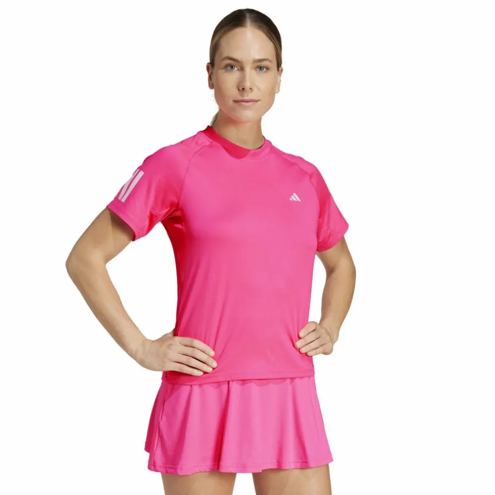 Adidas Club 3-stripes tennisshirt dames lucid pink