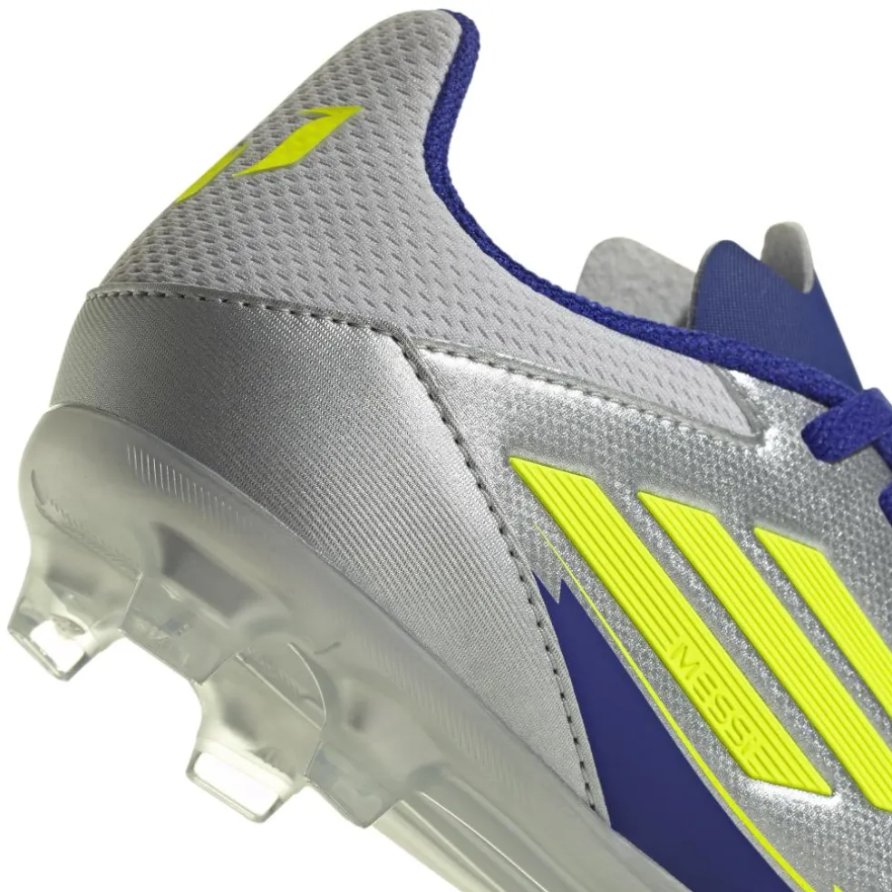 Adidas F50 League Messi FG MG voetbalschoenen junior silver metallic solar yellow lucid blue
