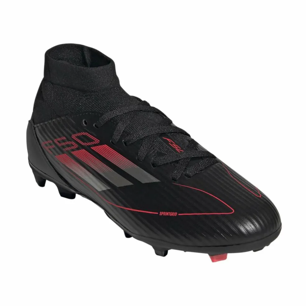 Adidas F50 League Mid FG MG voetbalschoenen junior core black iron metallic lucid red