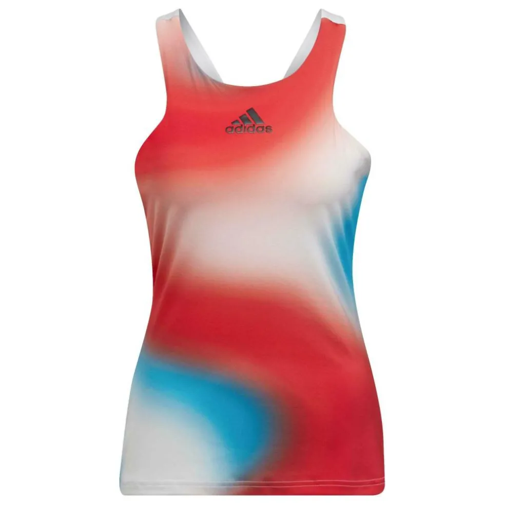 Adidas Mel Y tennis tanktop dames white vived red sky rush