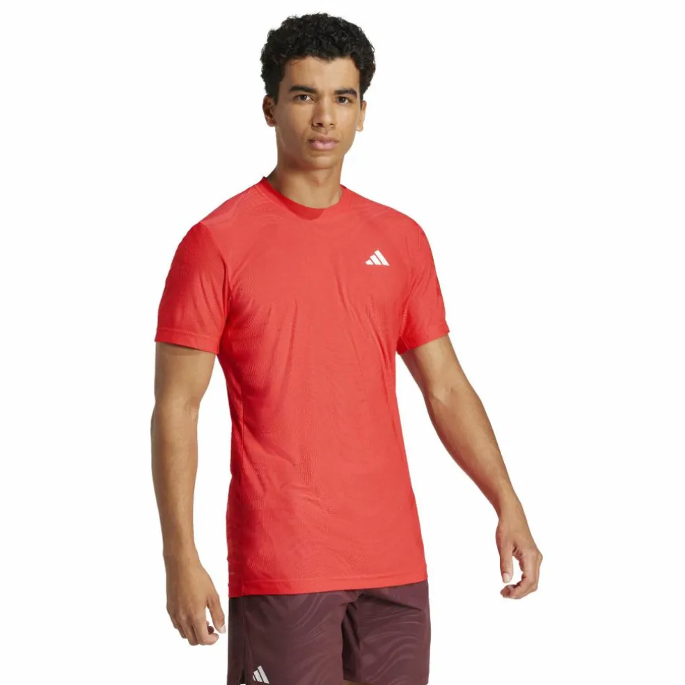 Adidas Pro FreeLift tennisshirt heren semi lucid red