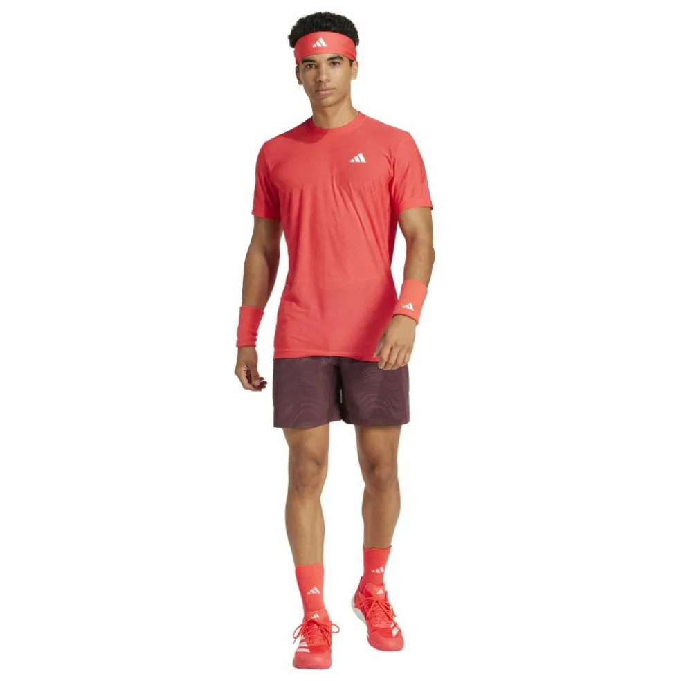 Adidas Pro FreeLift tennisshirt heren semi lucid red
