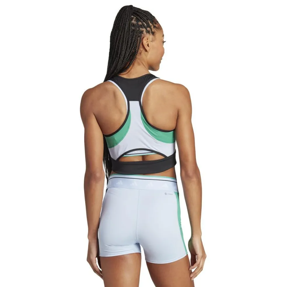 Adidas Techfit Colorblock Cropped Training tanktop dames  black semi court green