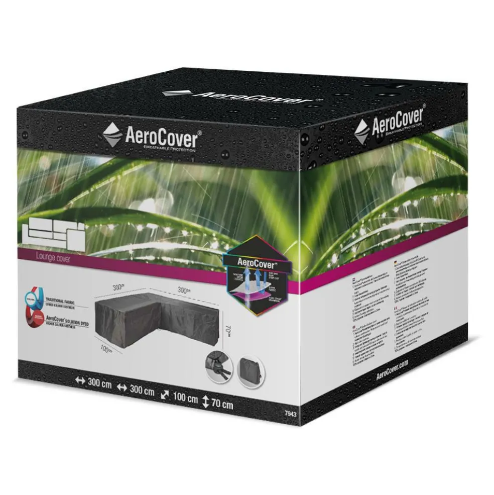 Aerocover Loungesethoes hoekset L-vorm 300 x 300 x 100 x 70 antraciet