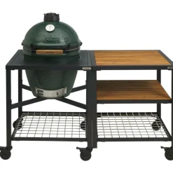 Big Green Egg  Large houtskoolbarbecue met frame en uitbreidingsframe wood grid