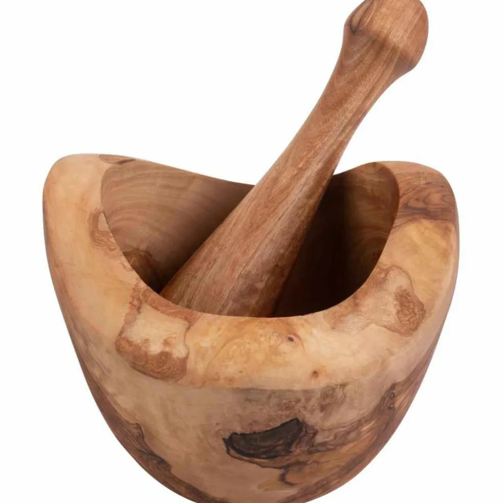 Bowls and Dishes Olijfhouten vijzel B-keuze 14 centimeter