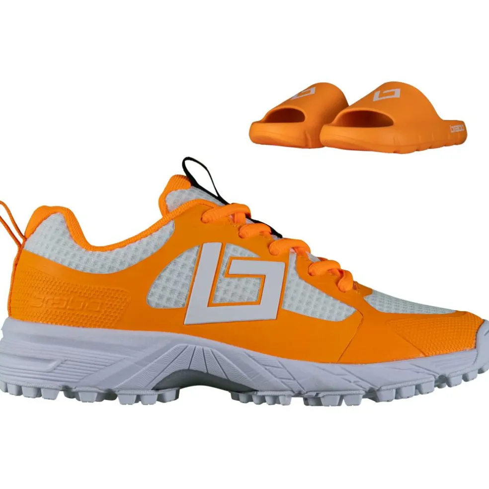Brabo Tribute hockeyschoenen junior orange white inclusief slippers