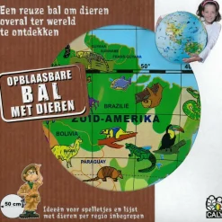Caly Toys  Wereldkaart met dieren opblaasbare bal 50 cm