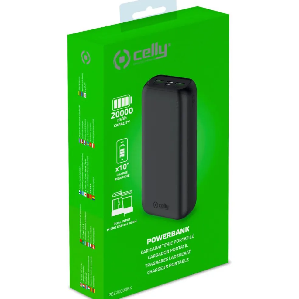 Celly 20.000 Mah powerbank zwart