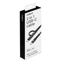 Celly Duo USB-C oplaadkabel zwart 1 meter