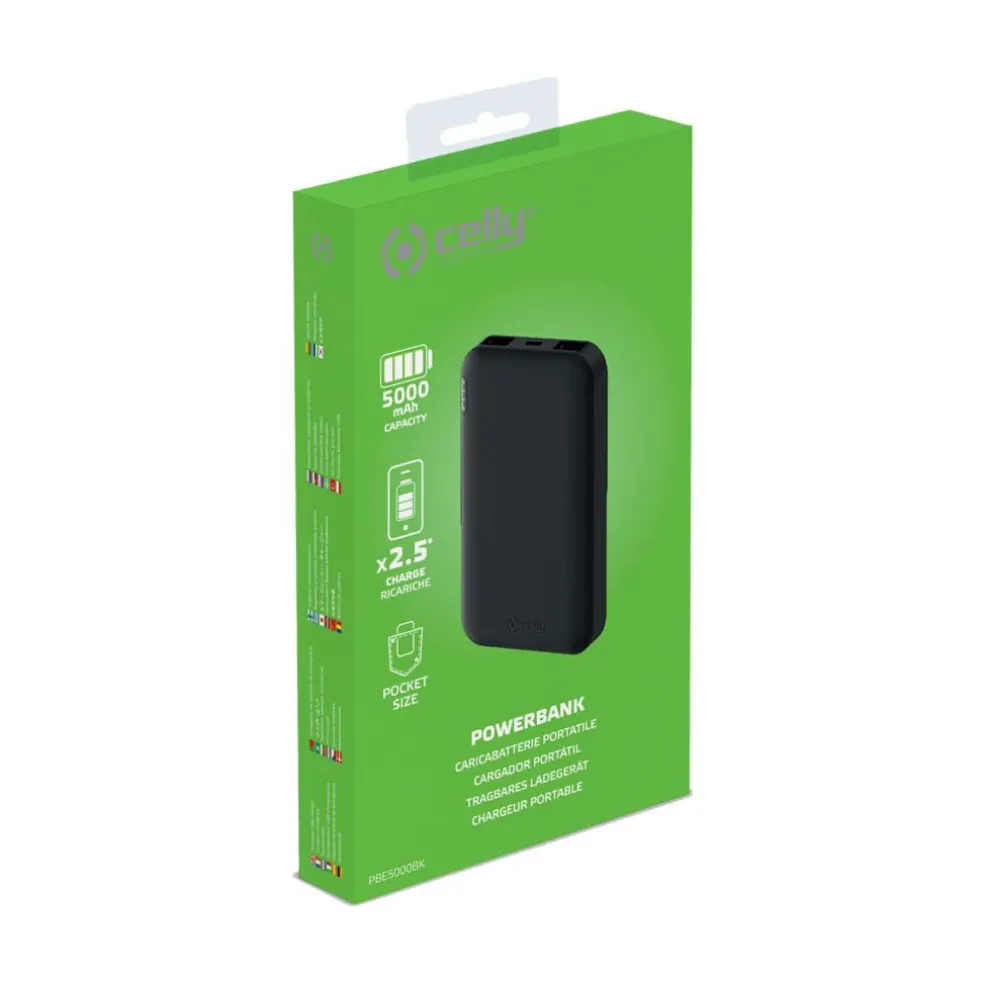 Celly PBE 5000 mAh powerbank zwart