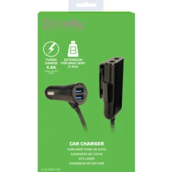 Celly USB 4.8 4 poorten universele autolader zwart