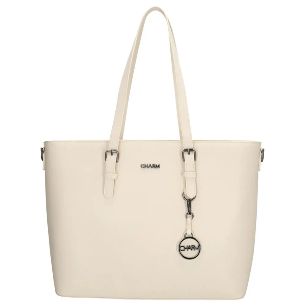 Charm London Birmingham 15,6 inch laptop schoudertas crème