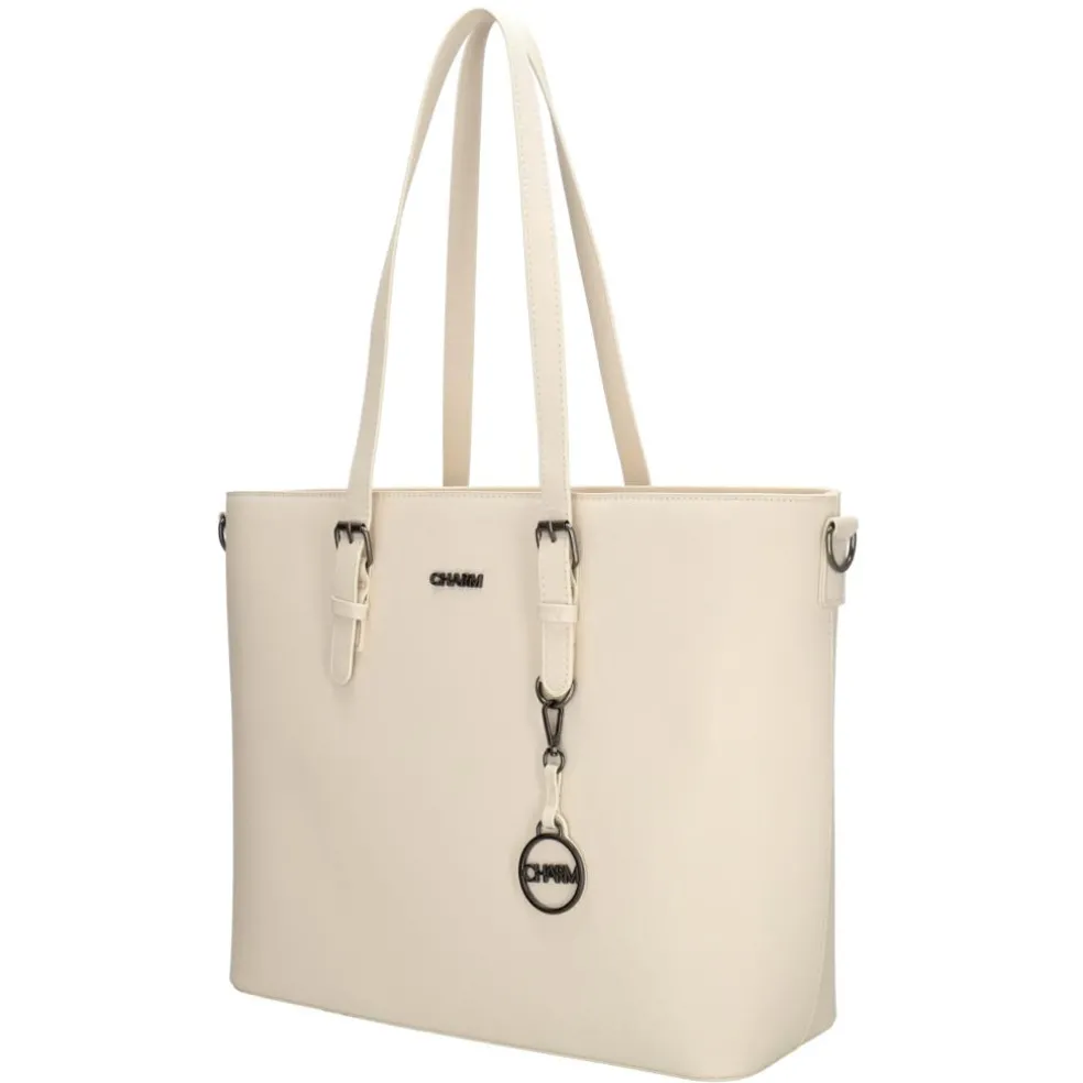 Charm London Birmingham 15,6 inch laptop schoudertas crème