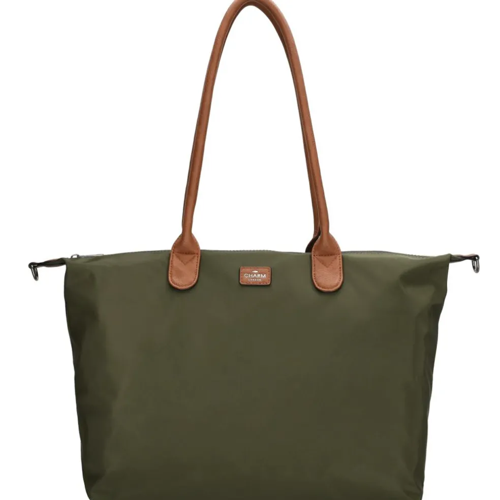 Charm London Buckingham 15,6 inch laptop schoudertas olive green
