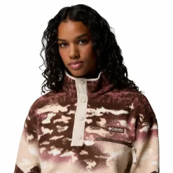 Columbia Helvetia II Printed Cropped Half Snap  sweater dames tobacco sisters dark stone