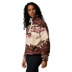 Columbia Helvetia II Printed Cropped Half Snap  sweater dames tobacco sisters dark stone