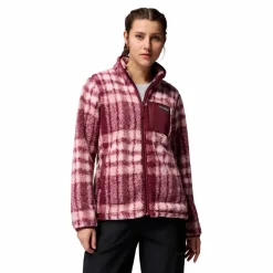 Columbia West Bend Print fleece vest dames rich wine herringplaid