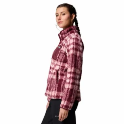 Columbia West Bend Print fleece vest dames rich wine herringplaid