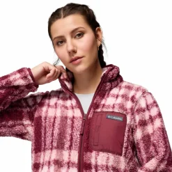 Columbia West Bend Print fleece vest dames rich wine herringplaid