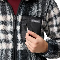 Columbia West Bend Print fleece vest dames black herringplaid