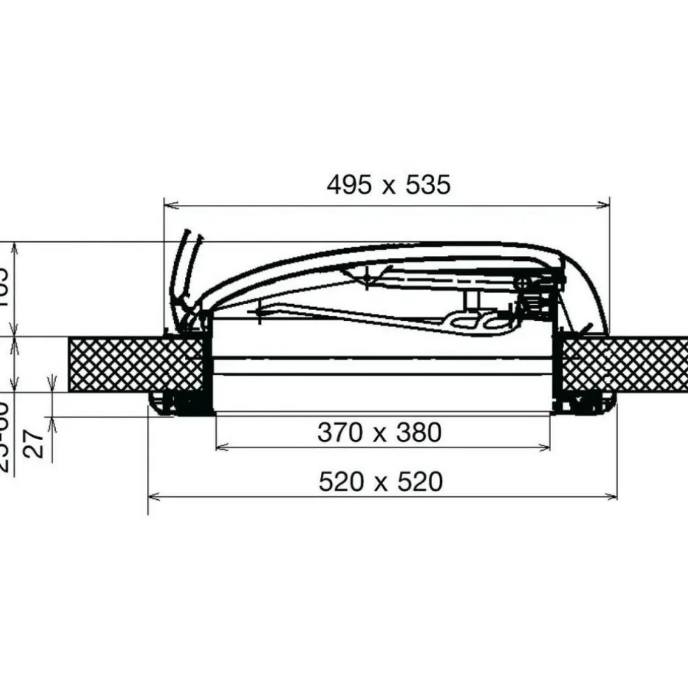 Dometic Mini Heki Style dakluik zonder permanente ventilatie 43 - 60 mm