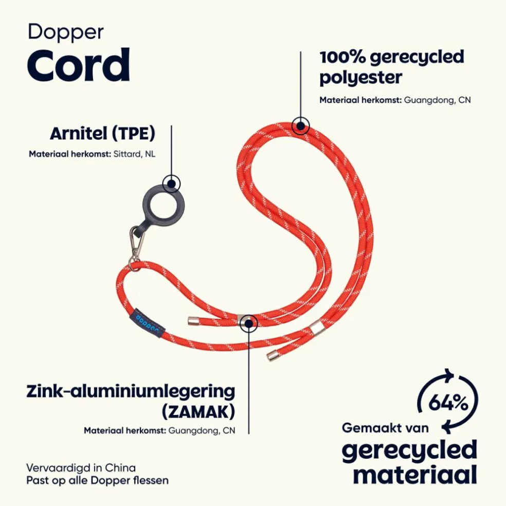 Dopper koord silver red