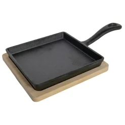 DWS Gietijzeren koekenpan met plank 14 x 14 cm