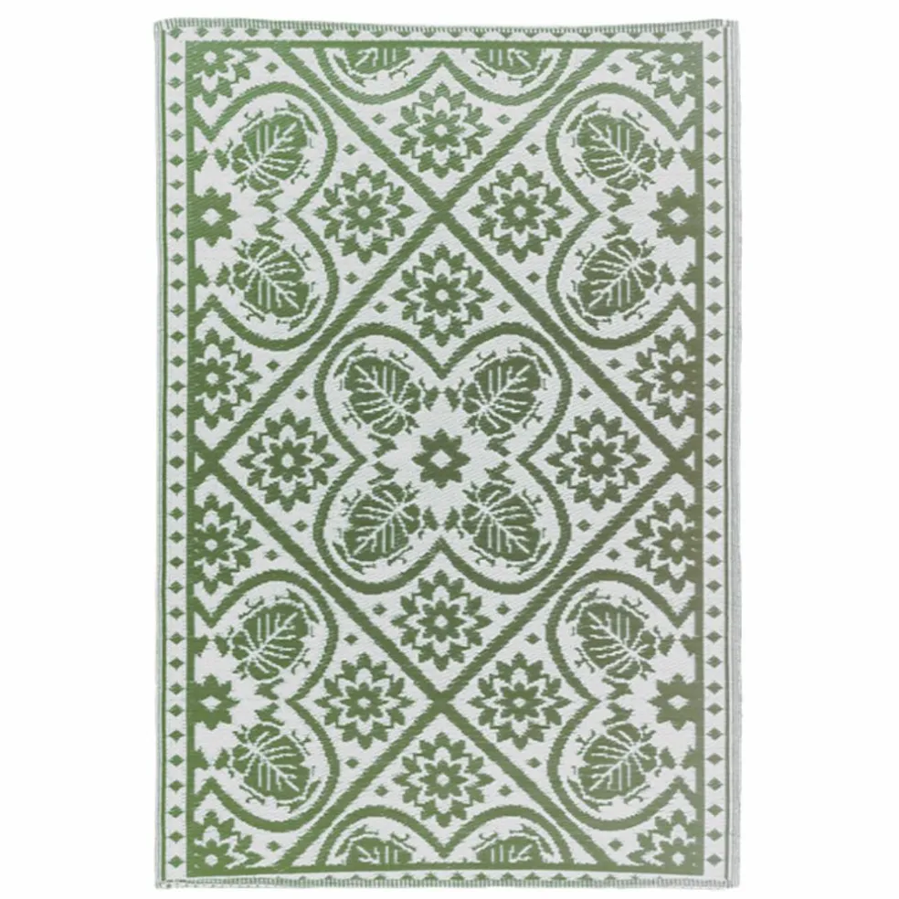 Esschert Design Bladeren buitenkleed 120 x 180 cm green white