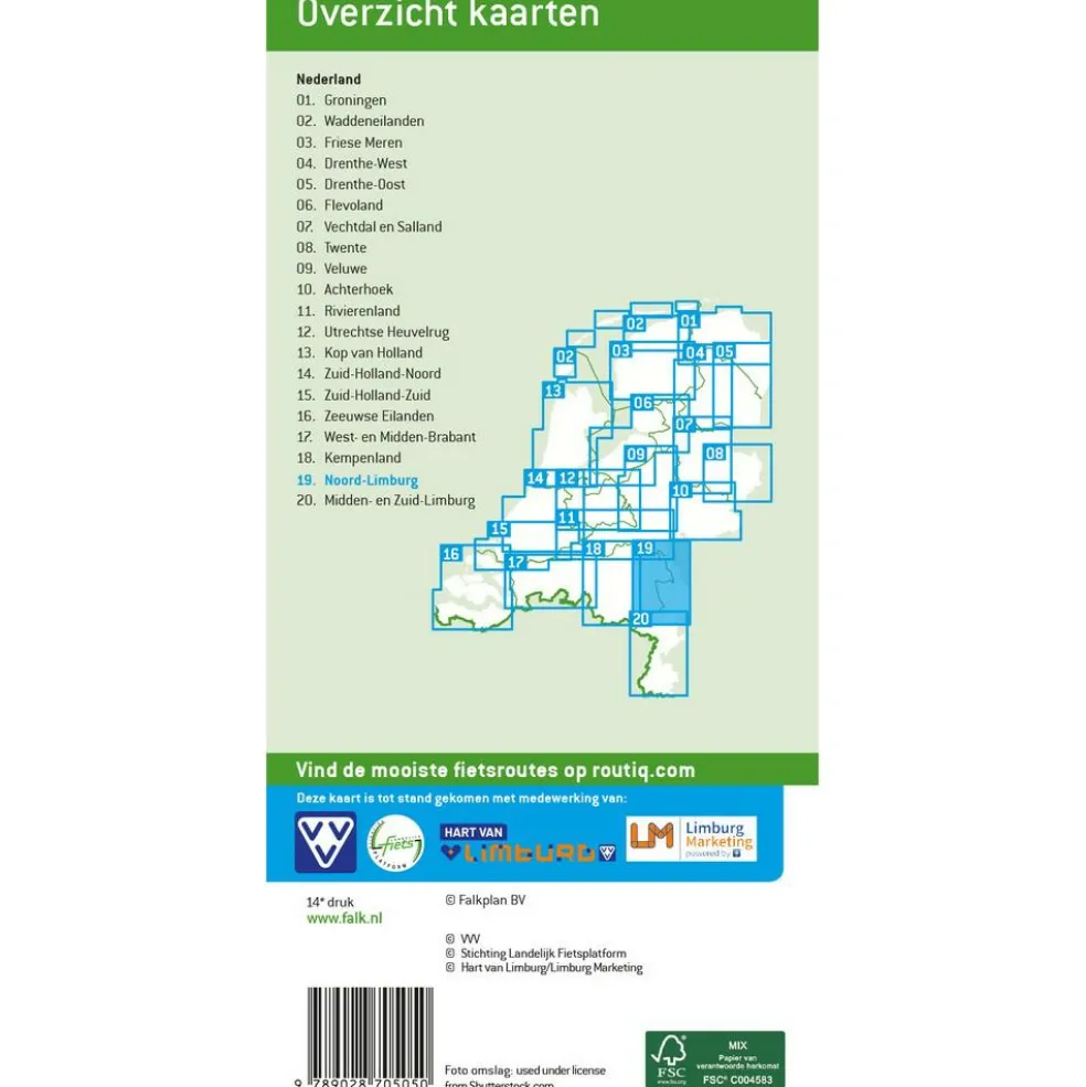 Falk 19 Noord-Limburg met De Peel en De Maasduinen fietskaart