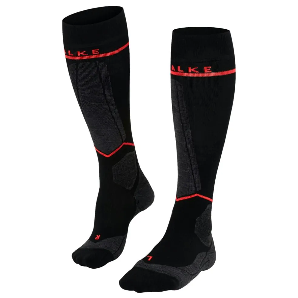 Falke SK Compression Energy skisokken dames black neon red