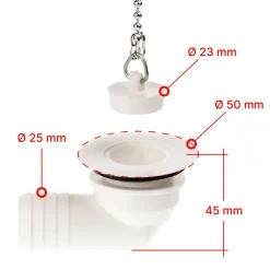 Fawo haakse afvoerplug 25 mm wit