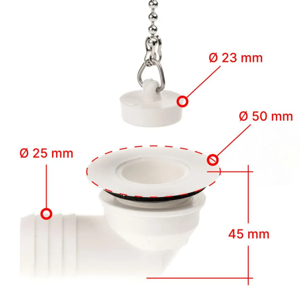 Fawo haakse afvoerplug 25 mm wit