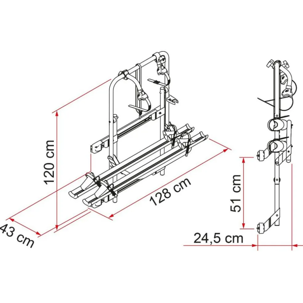 Fiamma Carry Bike 200 DJ Fiat Ducato voor 06 2006 fietsendrager zwarte kappen