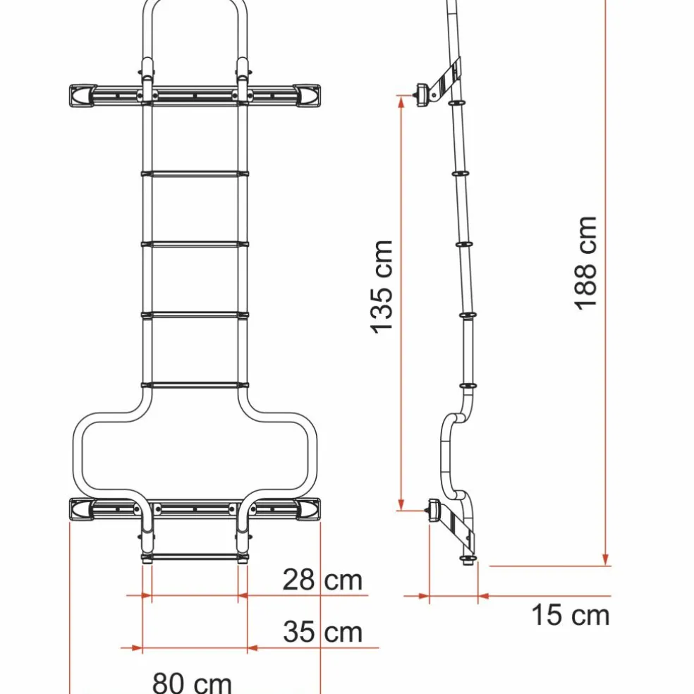 Fiamma Deluxe DJ H1 H2 ladder voor Ducato vanaf 2006 deep black