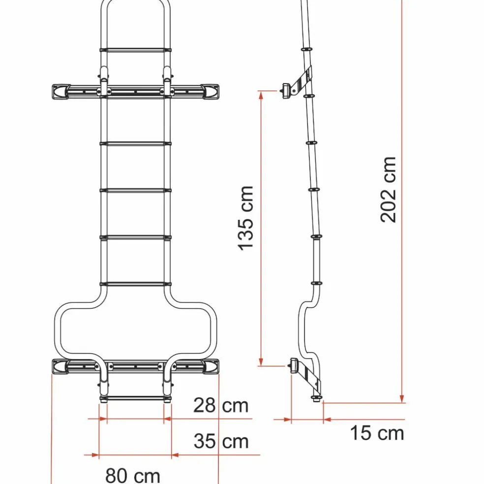 Fiamma Deluxe DJ H3 ladder voor Ducato vanaf 2006 deep black