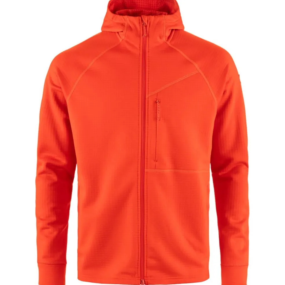Fjällräven Abisko Grid Hoodie fleece vest heren flame orange