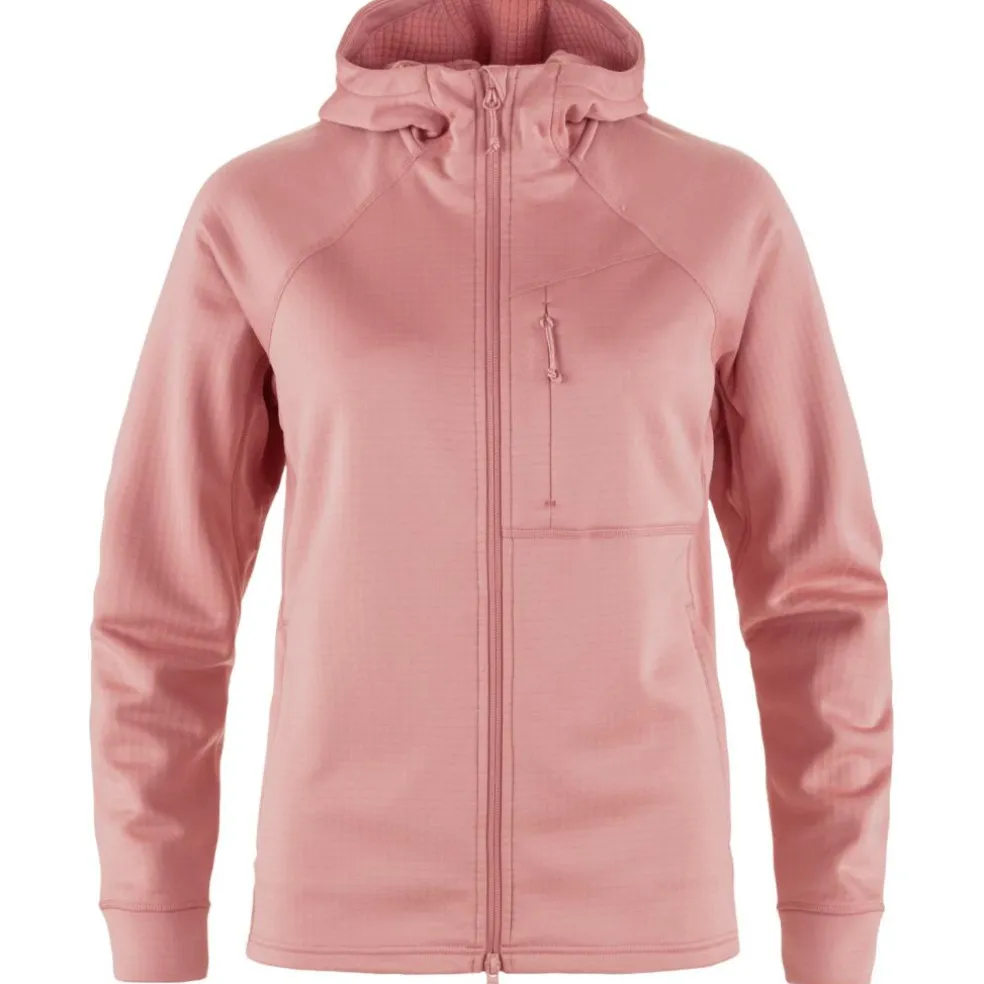 Fjällräven Abisko Grid Hoodie fleece vest dames dusty rose