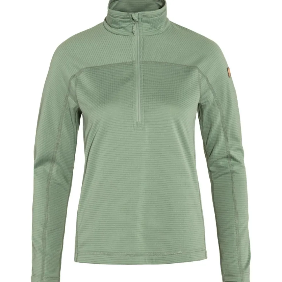 Fjällräven Abisko Lite Fleece Half Zip shirt dames misty green