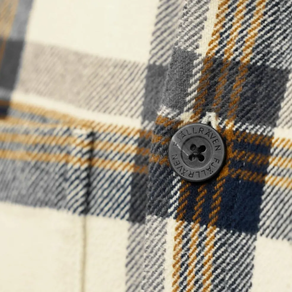 Fjällräven Singi Flannel overhemd heren chalk white dark navy