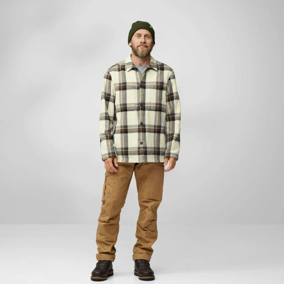 Fjällräven Singi Flannel overhemd heren chalk white dark navy