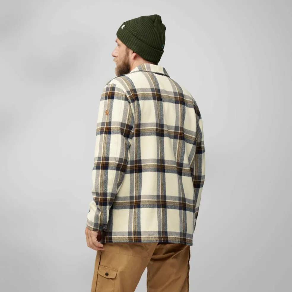 Fjällräven Singi Flannel overhemd heren chalk white dark navy