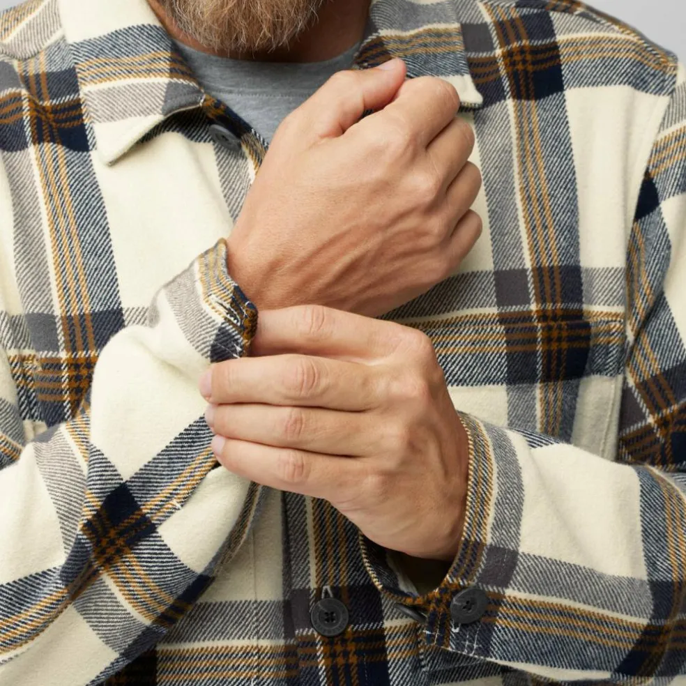 Fjällräven Singi Flannel overhemd heren chalk white dark navy