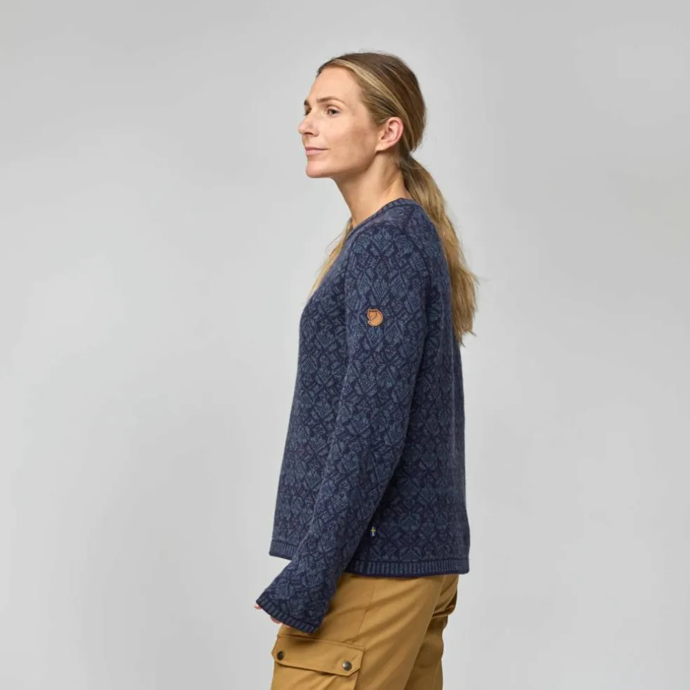 Fjällräven Snow Round Neck sweater dames dark navy