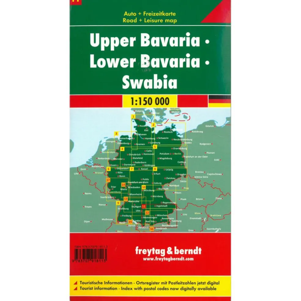 Freytag & Berndt Oberbayern Niederbayern Schwaben vrijetijds- en wegenkaart