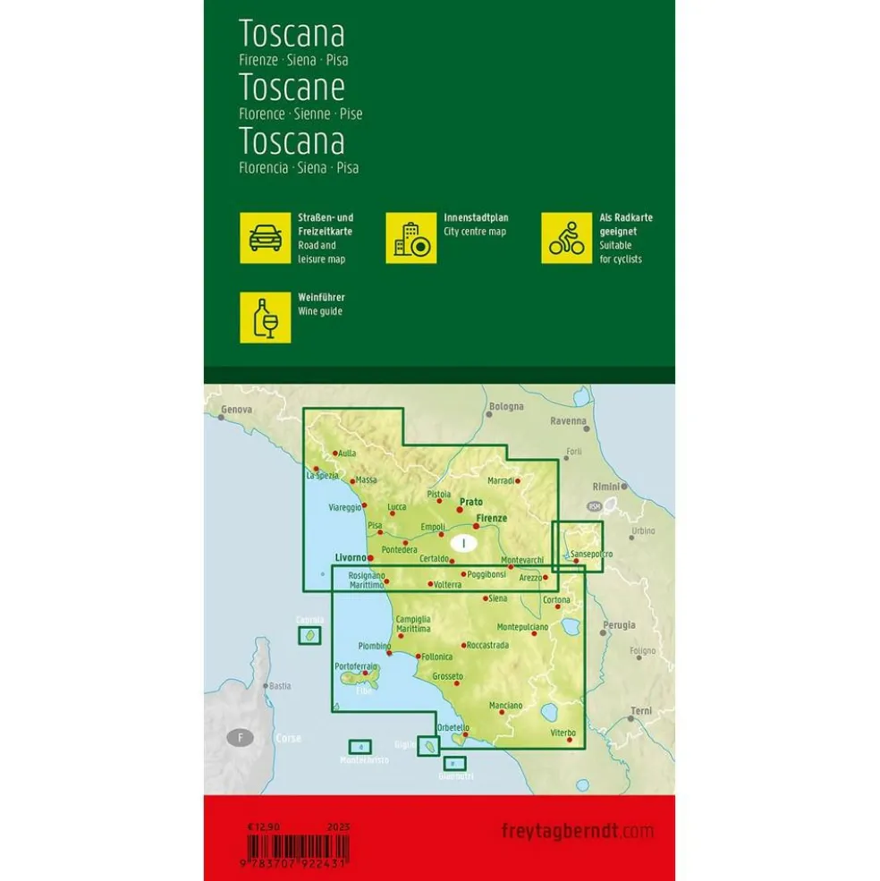 Freytag & Berndt Toscane Florence Siena Pisa vrijetijds- en wegenkaart