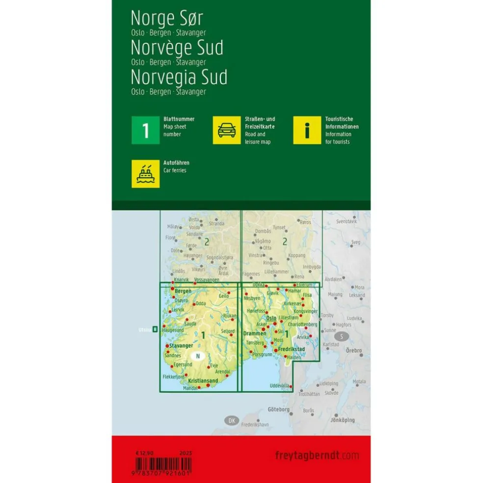 Freytag & Berndt Zuid-Noorwegen Oslo Bergen Stavanger vrijetijds- en wegenkaart