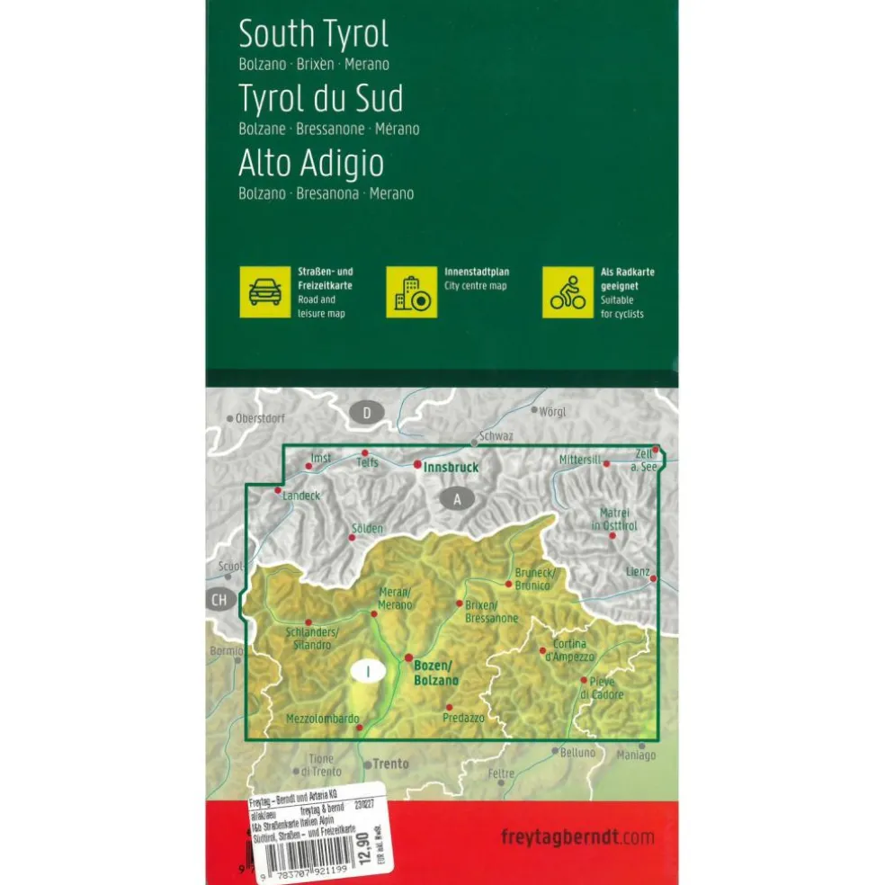 Freytag & Berndt Zuid-Tirol Bozen Brixen Meran vrijetijds- en wegenkaart