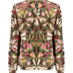 Geisha blouse dames green red